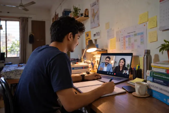 Student on a video call with Team Swapnil Sir